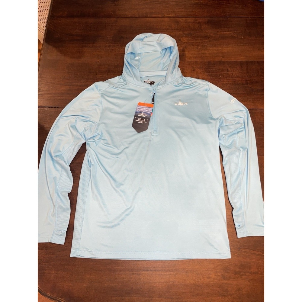 HABIT 40+ Solar Factor Performance Pullover Hoodie Blue Size Medium